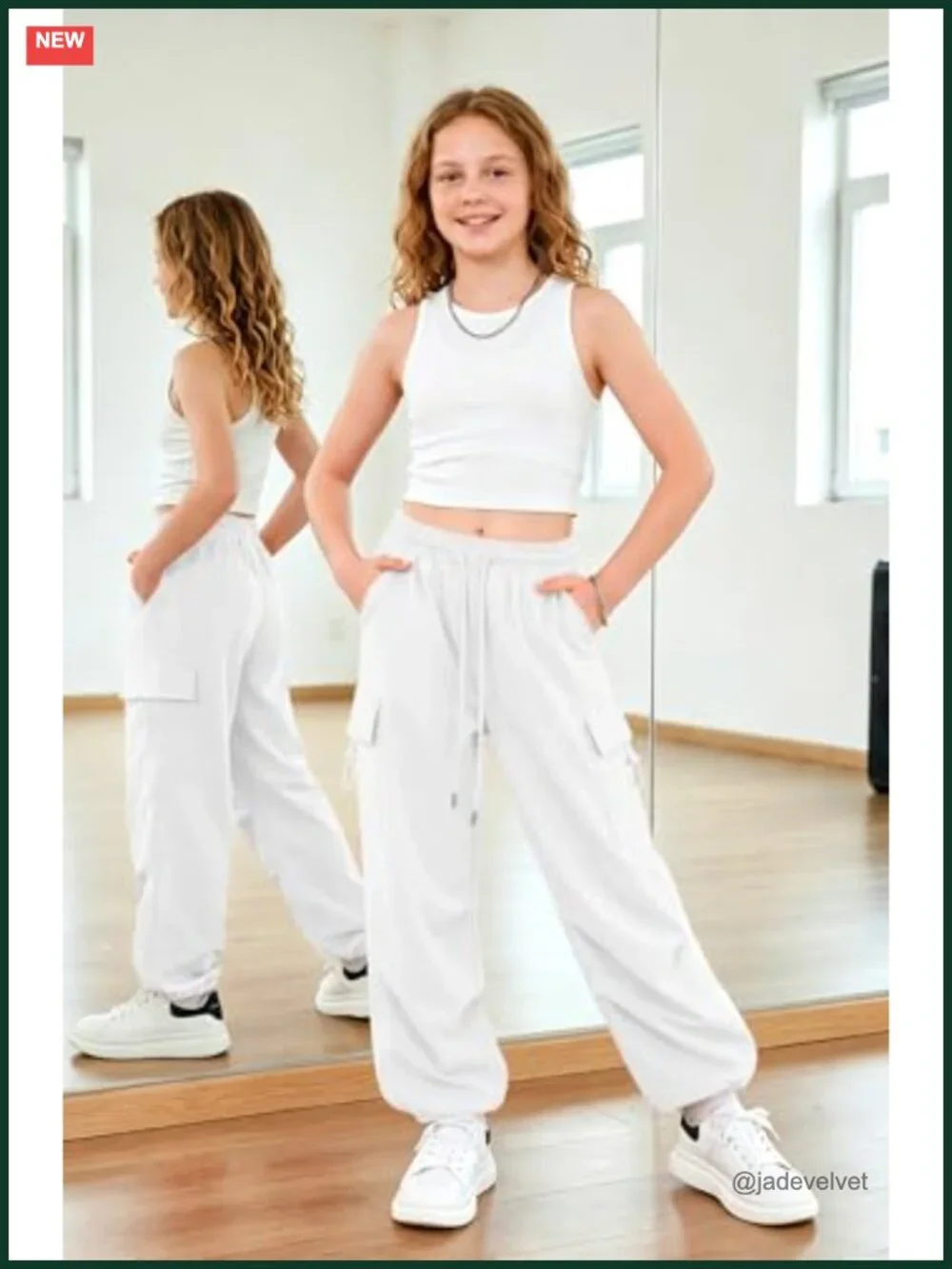 Girls Y2K Baggy Cargo Pants Adjustable Cuffs Parachute Joggers 5-14Y